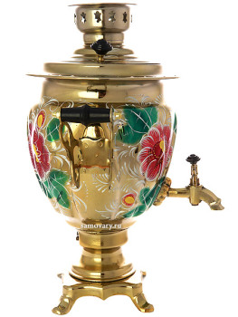 Набор самовар электрический 3 литра с художественной росписью "Золото", арт. 130201