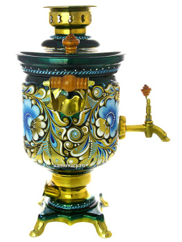 Набор самовар электрический 3 литра с художественной росписью "Кружево", "цилиндр", арт. 110436