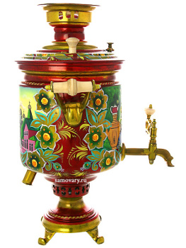 Комбинированный самовар 7 литров с художественной росписью "Купчиха", арт. 310502