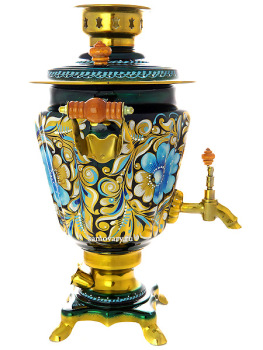Набор самовар электрический 3 литра с художественной росписью "Кружево", "конус", арт. 155941