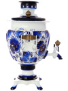 Набор самовар электрический 3 литра с чайником с художественной росписью "Гжель", арт. 130307