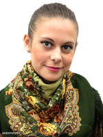 Шерстяной Павлопосадский платок "Незнакомка", 89*89 см, арт. 779-10