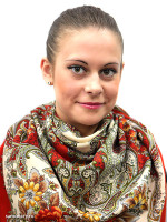 Шерстяной Павлопосадский платок "Сон бабочки", 125*125 см, арт. 1463-3