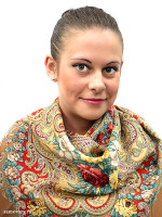Шерстяной Павлопосадский платок "Тайна сердца", 125*125 см, арт. 1437-2