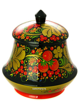 Чайница деревянная с художественной росписью "Хохлома классическая", 140х130, арт.34070140130