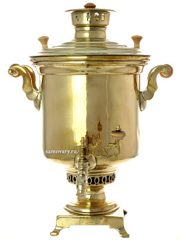 Угольный самовар 5 литров желтый "цилиндр", произведен в начале XX века в Туле фабрикой Воронцова, арт. 450132