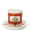Чашка с блюдцем чайная форма "Гербовая", рисунок "Дом Поливанова", Императорский фарфоровый завод
