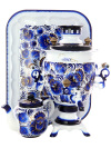 Набор самовар электрический 3 литра с чайником с художественной росписью "Гжель", арт. 130307