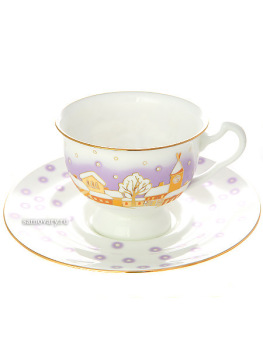 Чашка с блюдцем чайная форма "Айседора", рисунок "Снегопад", Императорский фарфоровый завод