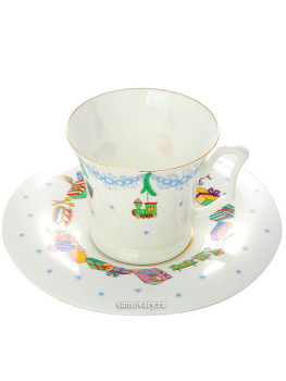 Кофейная чашка с блюдцем форма "Юлия", рисунок "Ёлка", Императорский фарфоровый завод
