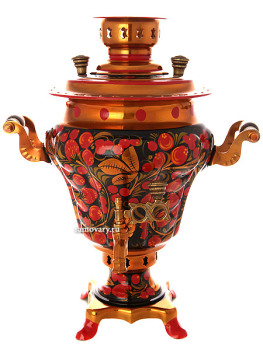 Электрический самовар 3 литра с художественной росписью "Хохлома рыжая", "репка", арт. 110443