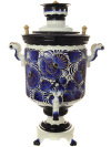 Самовар на углях 7 литров расписной с художественной росписью "Гжель" "цилиндр" в наборе, арт. 261226