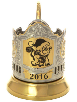 Позолоченный подстаканник "Обезьяна - символ 2016 года"