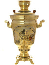 Самовар электрический 4 литра желтый "конус" старинный с ручной гравировкой и позолотой, арт. 144545