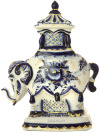 Чайница восточная "Слон" с позолотой с росписью Гжель