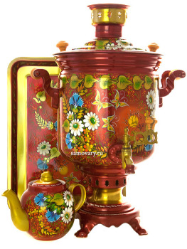 Жаровой самовар в наборе 5 литров "цилиндр" с художественной росписью "Солнышко", арт. 220766