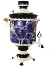 Самовар на углях 7 литров расписной с художественной росписью "Гжель" "цилиндр" в наборе, арт. 261226