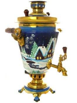 Электрический самовар 7 литров с художественной росписью "Рождественская ночь", форма "конус", арт. 178954