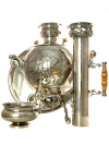 Набор самовар на дровах 5 литров никелированный "шар-паук" "Метелица" с подносом, капельницей и трубой, арт. 310214
