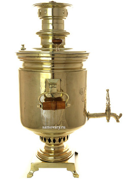 Угольный самовар 5 литров желтый "цилиндр", произведен Самоварной фабрикой Г.И.Тулякова в Туле, арт. 456309