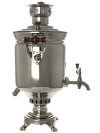 Набор "Праздник" самовар комбинированный 7 литров "цилиндр" никелированный с подносом, чайником и сахарницей, арт. 331012к