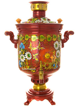 Жаровой самовар в наборе 5 литров "цилиндр" с художественной росписью "Солнышко", арт. 220766