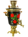 Электрический самовар 4 литра с художественной росписью "Рябина красная на черном фоне", арт. 155999