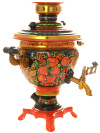 Набор самовар электрический 2 литра с художественной росписью "Хохлома рыжая", арт. 131400