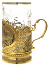 Чайный набор "Русская тройка" на 6 персон позолоченный в подарочной коробке, Златоуст