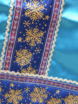 Новогодний костюм голубой "Снегурочка": сарафан и блузка, XS-L 