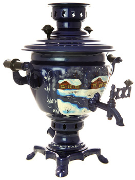Набор самовар электрический  2 литра с художественной росписью "Зимний вечер", арт. 110600