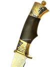 Позолоченный нож "Бриз" в кожаных ножнах, Златоуст