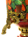Комбинированный самовар 5 литров "цилиндр" с художественной росписью "Клубника на бордовом фоне", арт. 310462