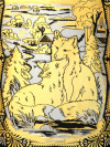 Позолоченная фляжка с гравюрой "Две лисы" Златоуст 