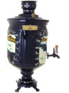 Самовар электрический 10 литров с росписью "Зимний вечер" в наборе с подносом и чайником, арт. 130326
