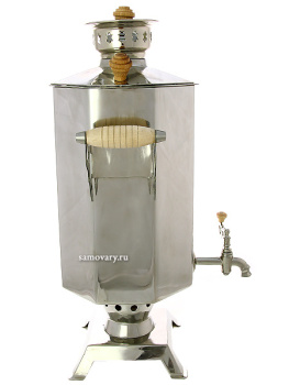 Угольный самовар (жаровой) 10 литров "цилиндр" с гранями из нержавеющей пищевой стали, арт. 200363