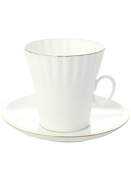 Чашка с блюдцем чайная форма "Одуванчик", рисунок "Золотой кантик", Императорский фарфоровый завод