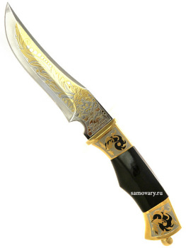 Сувенирный нож "Сокол" в кожаных ножнах, Златоуст