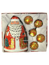 Новогодний подарочный комплект "Дед Мороз и 5 шаров" Хохлома
