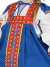 Русский народный костюм детский льняной комплект синий "Забава": сарафан и блузка, 7-12 лет