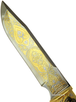 Златоустовский сувенирный нож "Златоуст" в кожаных ножнах и в подарочном футляре