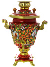 Набор самовар электрический 3 литра с художественной росписью "Хохлома на красном фоне", "конус", арт. 121031