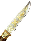 Позолоченный златоустовский сувенирный нож "Айс" в кожаных ножнах