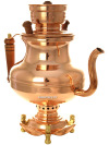 Угольный самовар-чайник 2 литра медный в комплекте с трубой, чайником и подносом, арт. 220552
