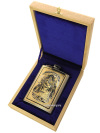 Позолоченная фляжка с гравюрой "Перун" в подарочном футляре Златоуст 