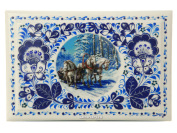 Деревянная шкатулка с росписью Хохлома Синие узоры 140х90