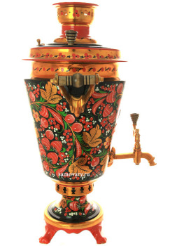 Самовар на дровах 7 литров конус с росписью "Хохлома рыжая" арт. 261240