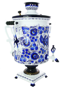 Набор "Буфетный": самовар электрический 45 литров с художественной росписью "Гжель", поднос и чайник, арт. 124590