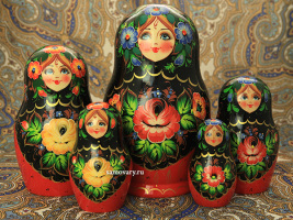 Вятская матрешка "Цветы" 10 мест