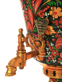Самовар на дровах 7 литров конус с росписью "Хохлома рыжая" арт. 261240
